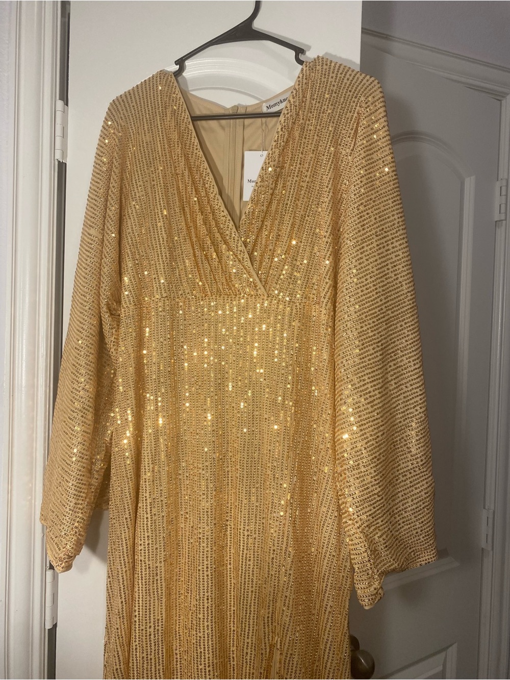 Metallic Gold Sequin Maxi Dress by Maje